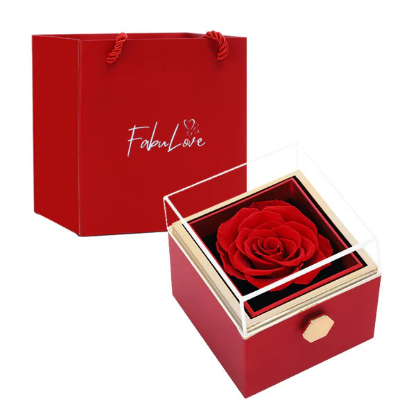 Caja regalo Eternal Rose – Collar con doble corazón grabado