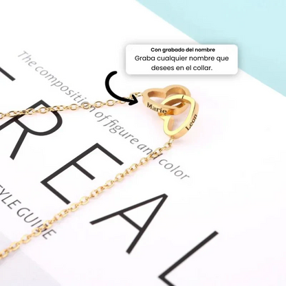 Caja regalo Eternal Rose – Collar con doble corazón grabado